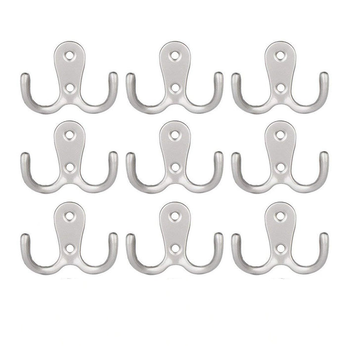 9Pcs Coat Hooks, Heavy Duty Wall Mounted Coat Hooks, Decorative Dual Hook Towel Holder Rack, Retro Double Hook Utility Rustic Hooks Hanger for Coat, Scarf, Bag, Towel, Key, Hat, Home Organizer
