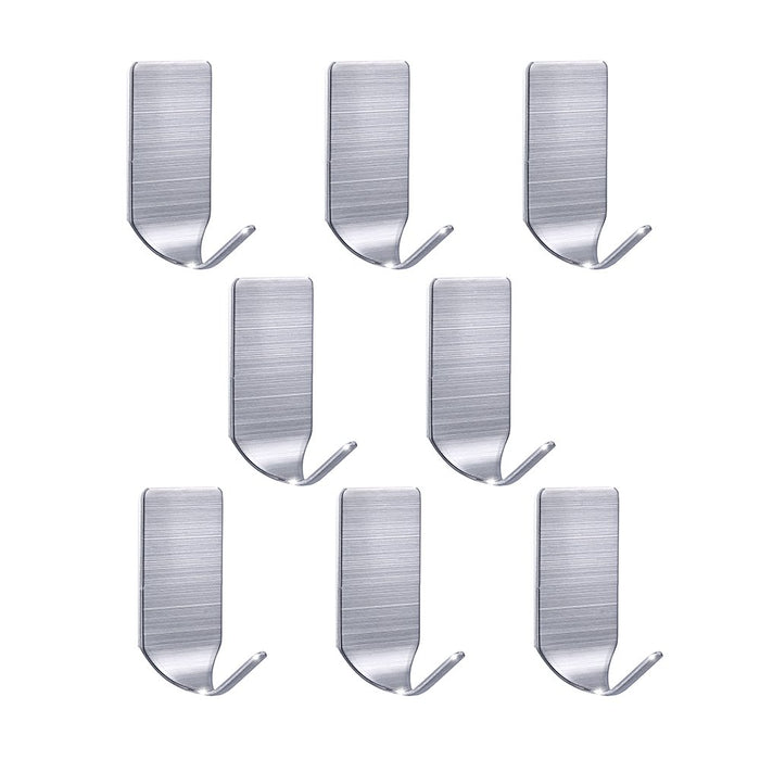 Adhesive Hooks, Strong Hooks Wall Hanger Stainless Steel Waterproof Wall Hooks for Robe Coat Towel Keys Bags Christmas Lights-Home Kitchen Bathroom Office 8-pack