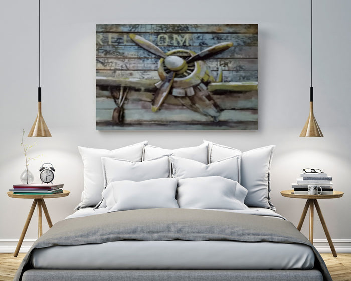 Anti Rust Outdoor/Indoor Airplane 3D Painting Wall Art Home Garden Decoration