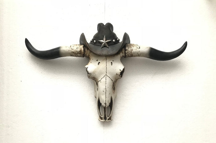 Carved Bull Horn Bison Head Steer Skull Sculpture Strength Power& Masculinity