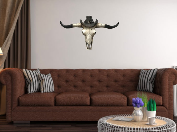 Carved Bull Horn Bison Head Steer Skull Sculpture Strength Power& Masculinity