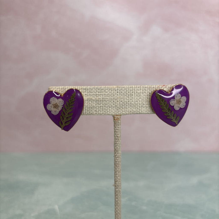 Cherry Blossom Heart Stud Earrings