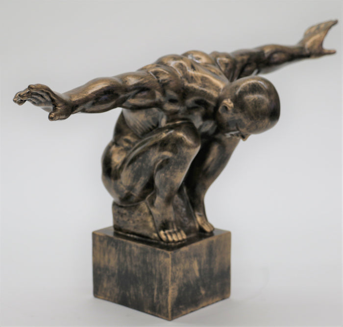 Cold Cast Original Artwork Nude Swimmer Bronze Sculpture Figurine Statue