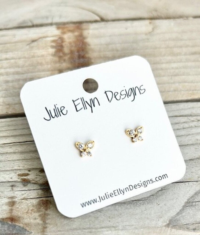 CZ Butterfly Stud Earrings