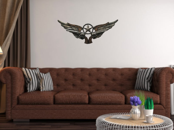 Dual Guns Hand Made Wall Mount Gun Rifle Pistol Hanger Hook Sculpture Deal Decor