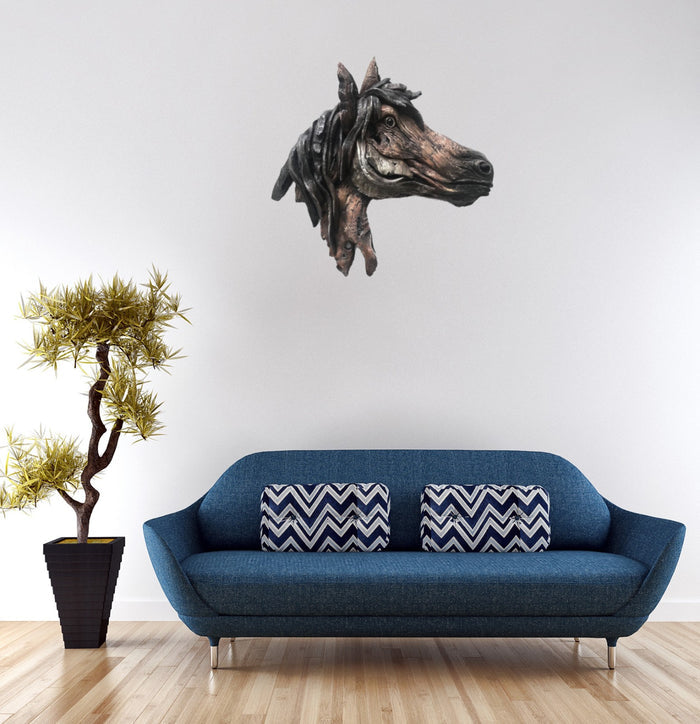 Extra Large Wall Mount Horse Head Stallion Cold Cast Bronze Sculpture Statue Art