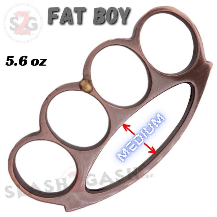 Copper Brass Knuckles Large Fat Boy Extra Wide Chubby Chunk Belt Buckle & Paperweight Big Hands