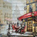 French Cafe 3-D Hand Made Wall Mount Oil Painting Artwork Home Decor Hand Made