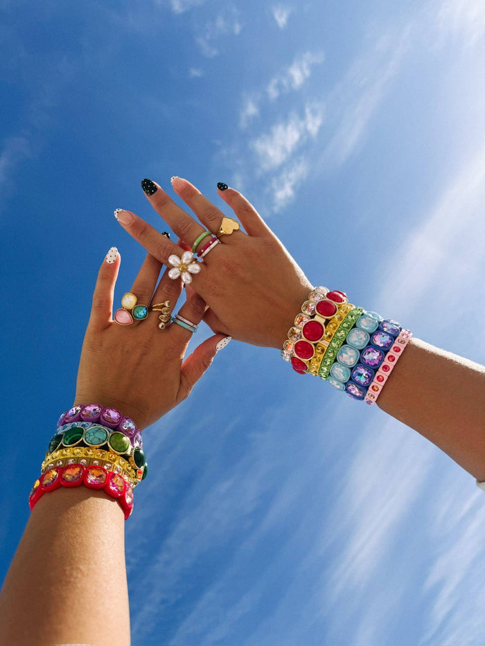 BELJOY Gigi Gemstone Bracelet featuring colorful gemstones on a delicate chain, ideal for casual or formal wear.