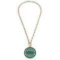 Green Chain Link Necklace With Pendant
