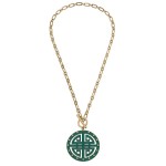 Green Chain Link Necklace With Pendant