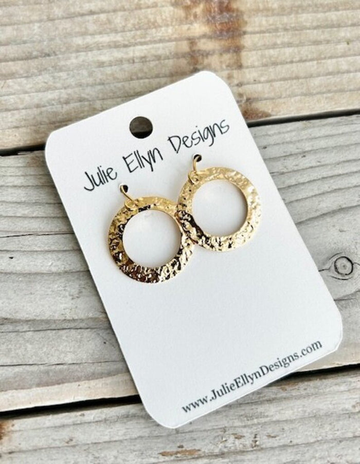 Hammered Open Large Circle Dangle Earrings
