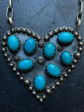 Kingman Turquoise Heart Necklace | Sterling Silver G391