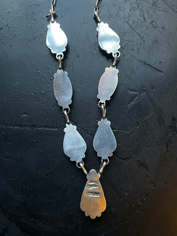 Kingman Turquoise Lariat Necklace | Teardrop Station Drop | 925 Silver E627