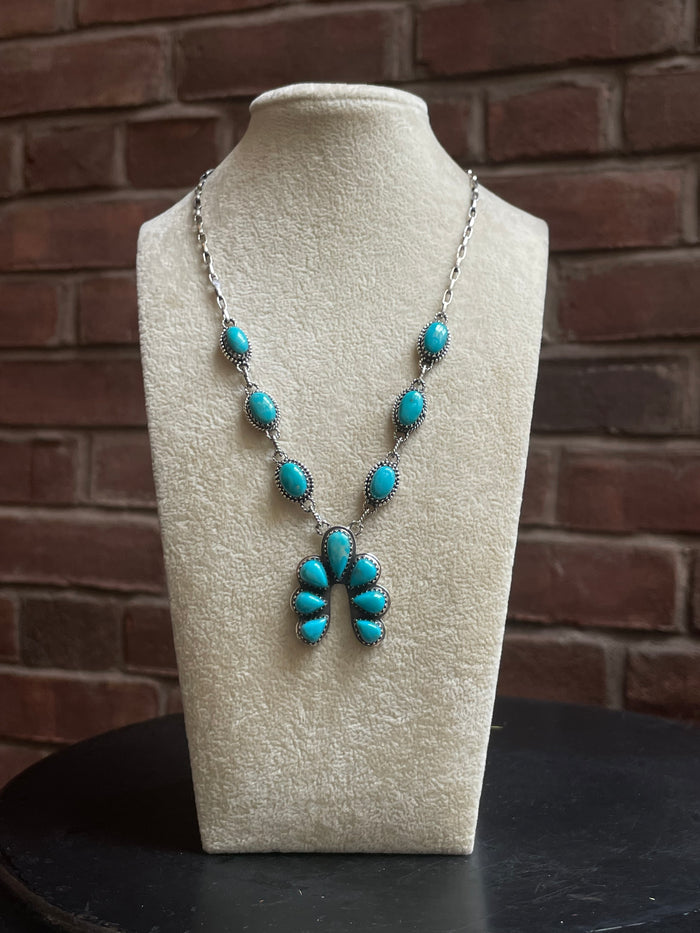 Kingman Turquoise Naja Necklace | 925 Sterling Silver E616