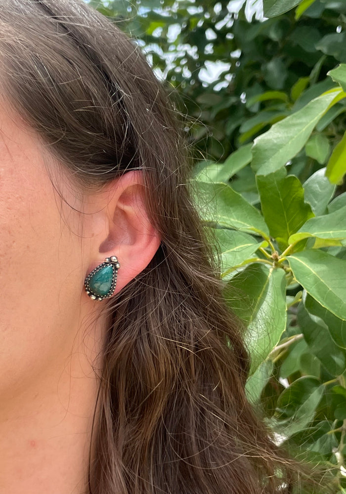 Kingman Turquoise Stud Earrings | 925 Sterling Silver D187