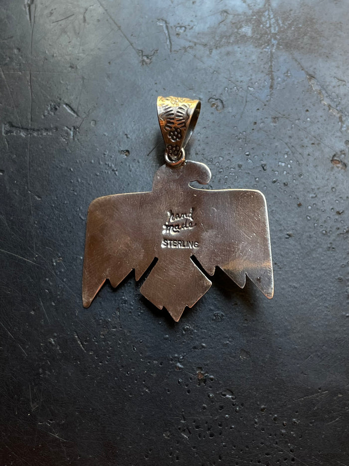 Kingman Turquoise Thunderbird Pendant | Sterling Silver G464
