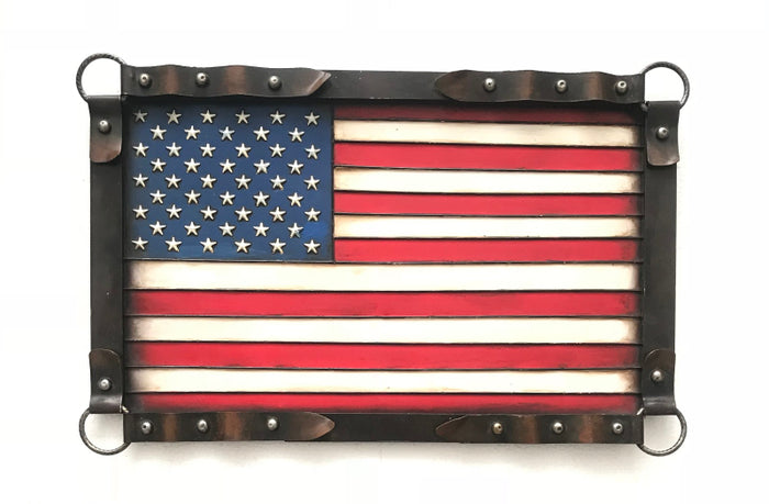 Large Bronze Effect American Flag Wall Mount Sculpture Figurine Statue Figure