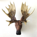Large Cold Cast Bronze Moose Head Wall Mount Sculpture Statue Figurine Figure