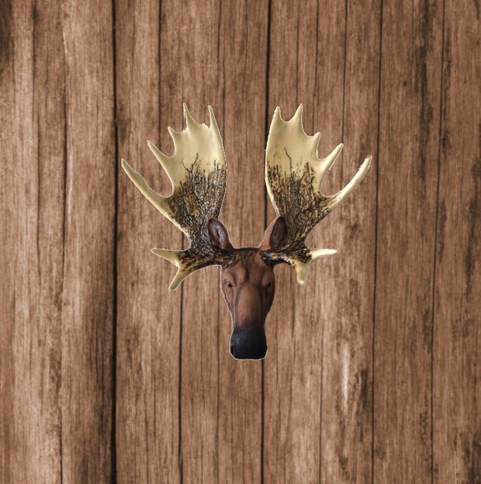 Large Cold Cast Bronze Moose Head Wall Mount Sculpture Statue Figurine Figure