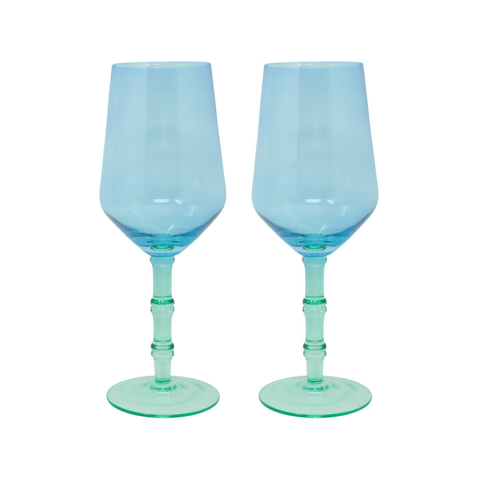 Lilly Pulitzer - Wine Glass - Set 2 - Mint Hydrangea Blue - Findlay Rowe Designs
