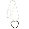Long Necklace Featuring Beaded Heart Pendant