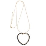 Long Necklace Featuring Beaded Heart Pendant