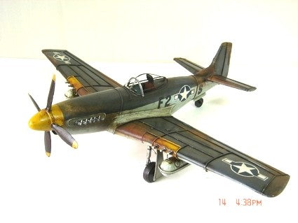 Metal Sculpture 1943 GREY MUSTANG P51 Plane Airplane Classic Artwork Figurine