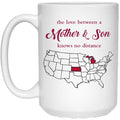 Michigan Kansas The Love Between Mother And Son Mug - Mug Teezalo