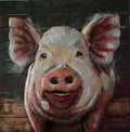 Pig Farm Animal Wall Art Hanging Decor 3D Metal Cutout Painting on Wood Canvas