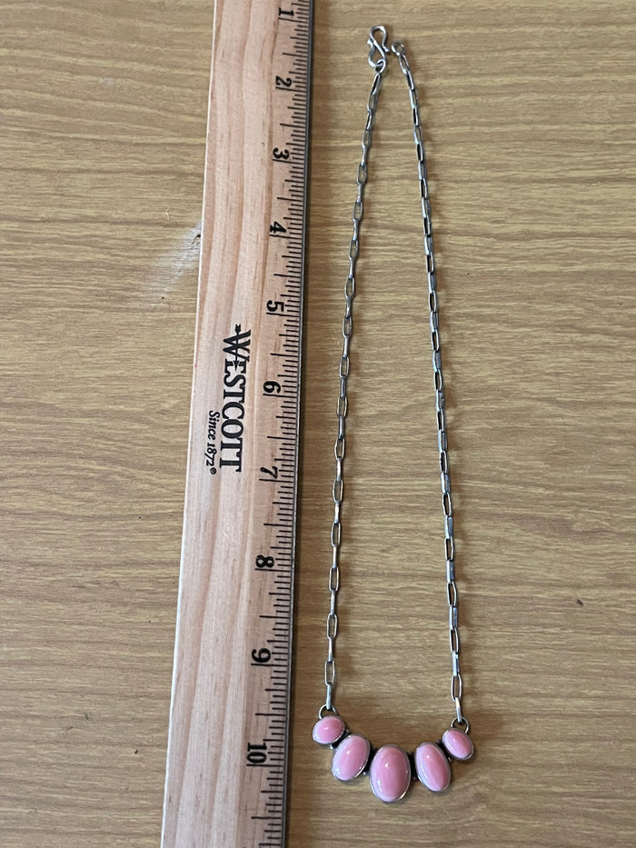 Pink Conch Bar Necklace | 925 Sterling Silver E973