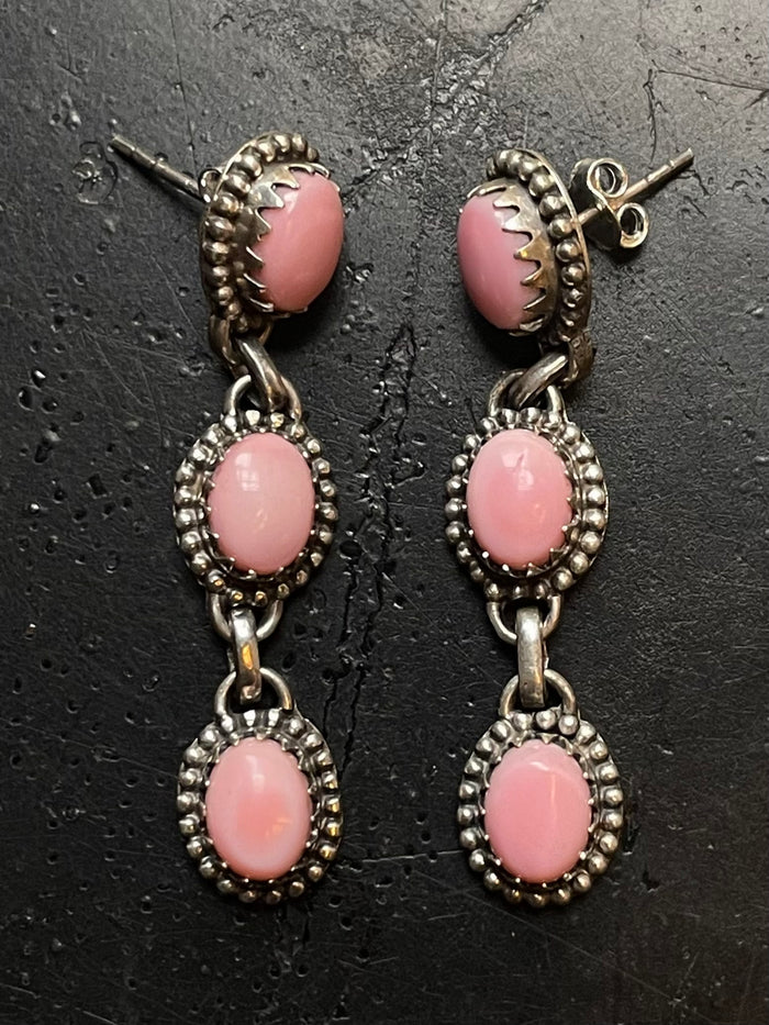 Pink Conch Drop Stud Earrings | 925 Sterling Silver G186