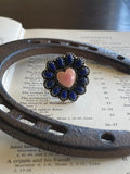 Pink Conch & Lapis Heart Ring Size 6 | 925 Sterling Silver G731
