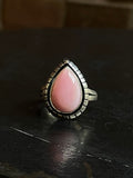 Pink Conch Tear Drop Ring | 925 Sterling Silver Size 8.5 E453