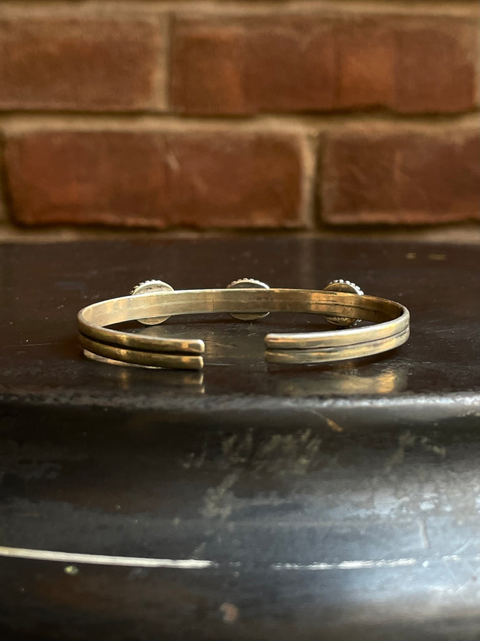 Pink Conch Triple Stone Cuff Bracelet | 925 Sterling Silver E966