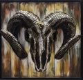 Ram Head 3-D Painting Canvas Classic Artwork Metal Sculpture Figurine Home Decor