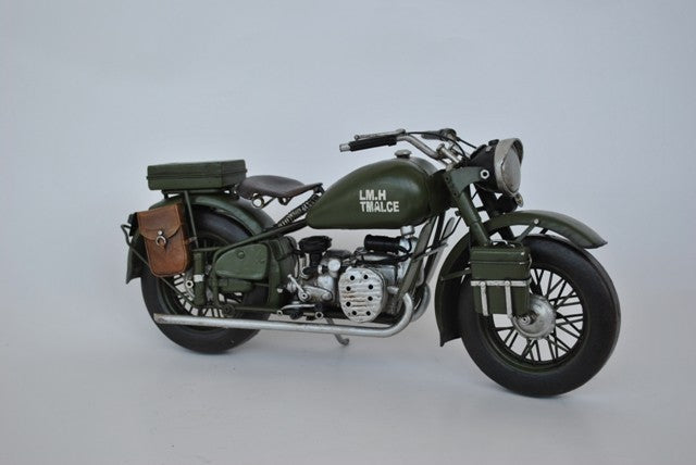 Retro US Army Harley Davidson Motorcycle Motor Bike Handcrafted Artwork Metal