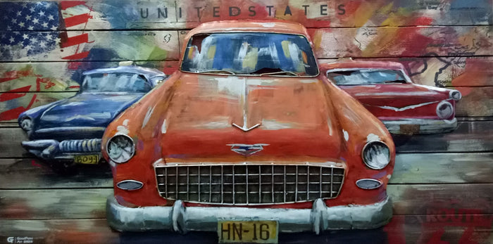 Rustic Metal Car Wall Mount Art painting Home Decor 3-D Decoration Artwork
