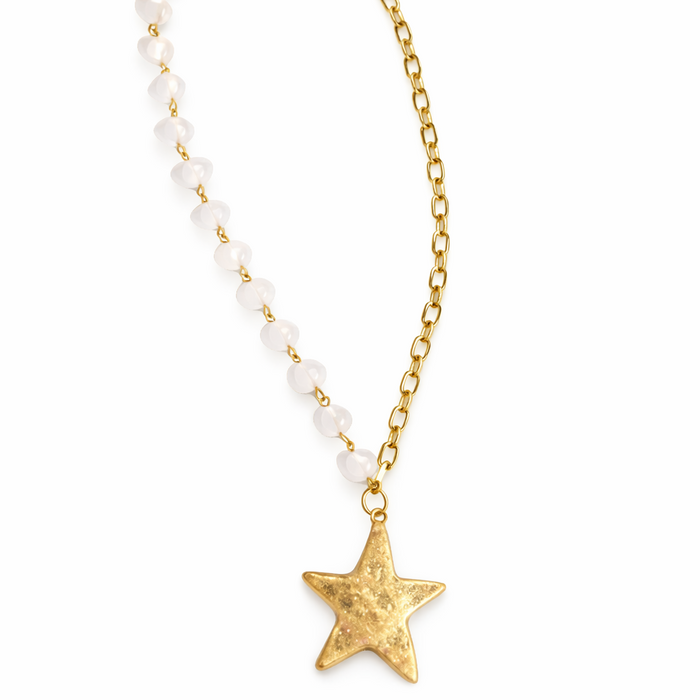 BELJOY starry beaded chain necklace with small sparkling beads and delicate design, perfect for elegant or casual wear.