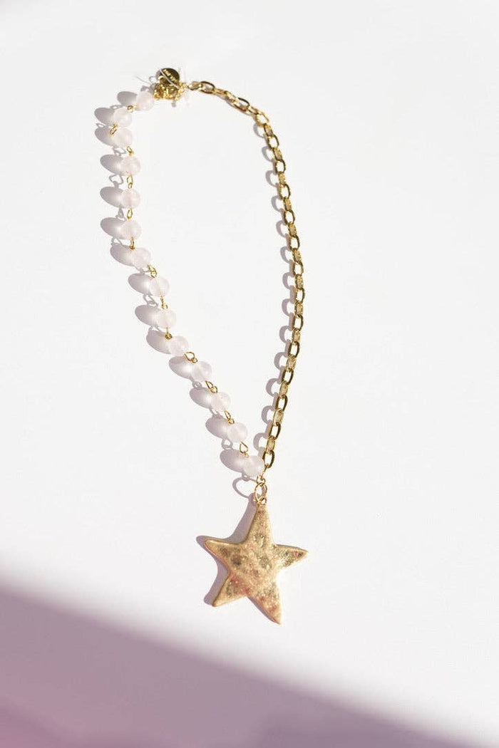 BELJOY starry beaded chain necklace featuring small beads and delicate design, perfect for layered or everyday wear.