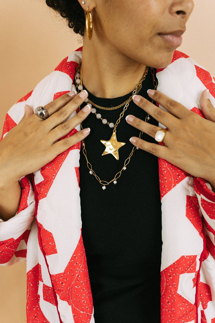 BELJOY Starry beaded chain necklace with small bead details and delicate design, displayed on a neutral background.
