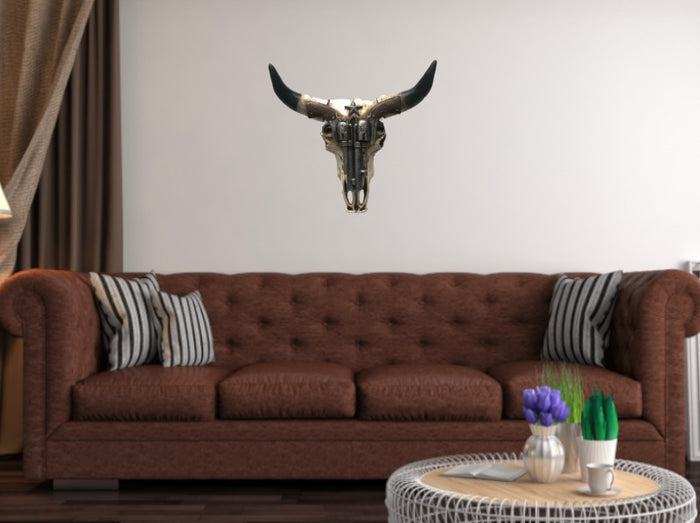 STEER LONG HORNS WALL MOUNTED  COW BULL SKULL COLDCAST BRONZE LONGHORN SCULPTURE