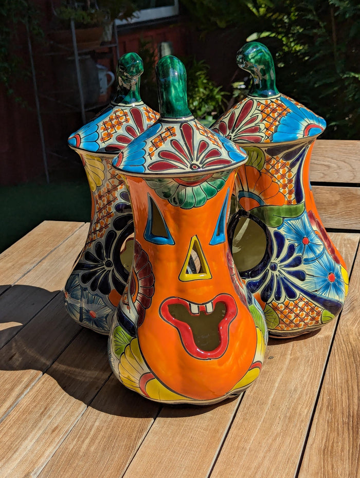 Talavera Pumpkin | Handmade Jack-o-Lantern is Mexican Halloween Decor