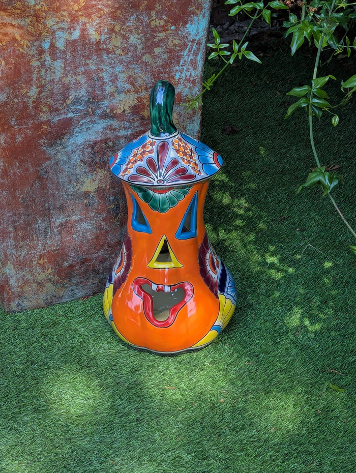 Talavera Pumpkin | Handmade Jack-o-Lantern is Mexican Halloween Decor