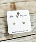 Tiny Five Petal CZ Flower Stud Earrings