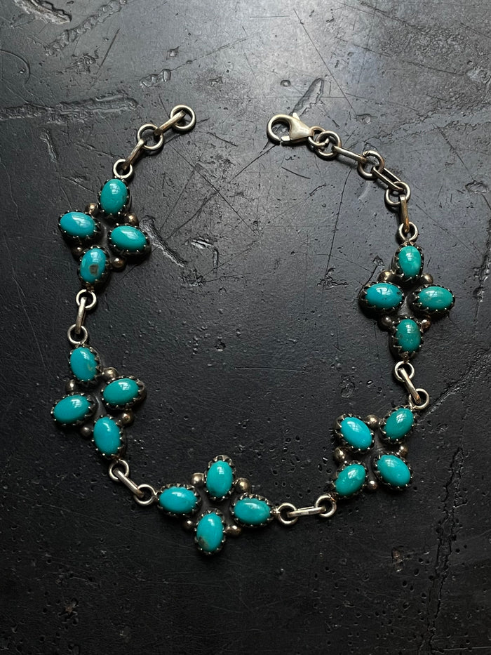 Turquoise Cluster Link Bracelet | 925 Sterling Silver G416