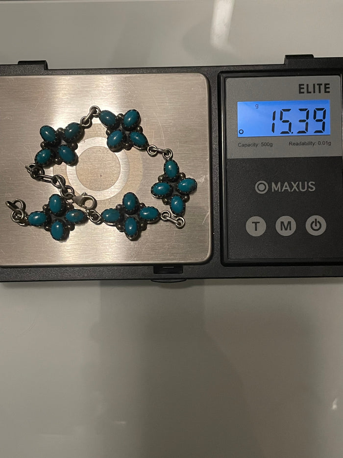 Turquoise Cluster Link Bracelet | 925 Sterling Silver G416
