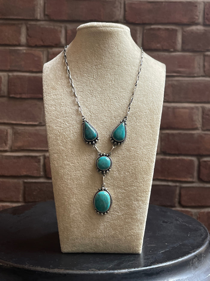 Turquoise Lariat Necklace | 925 Sterling Silver E617