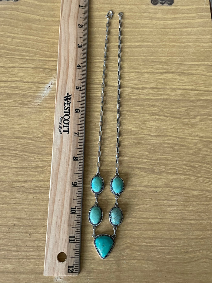 Turquoise Lariat Necklace | 925 Sterling Silver E637
