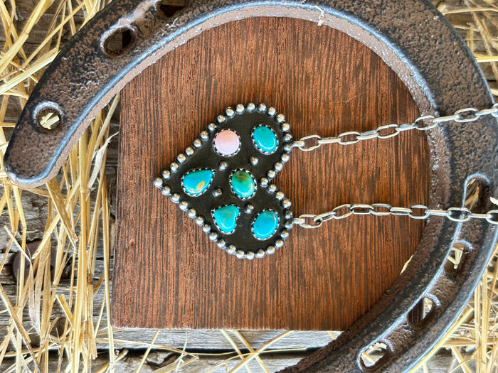 Turquoise Multistone Heart Necklace | 925 Sterling Silver Z33